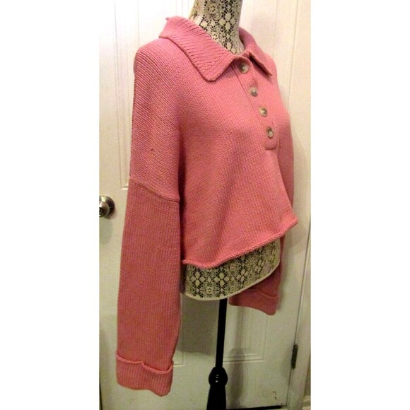 Show Me Your Mumu Sweater NWT Crawford Collared Pink Crop Oversized Size XXL - Picture 5 of 9
